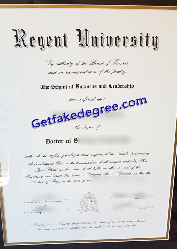 Regent University diploma, fake Regent University degree