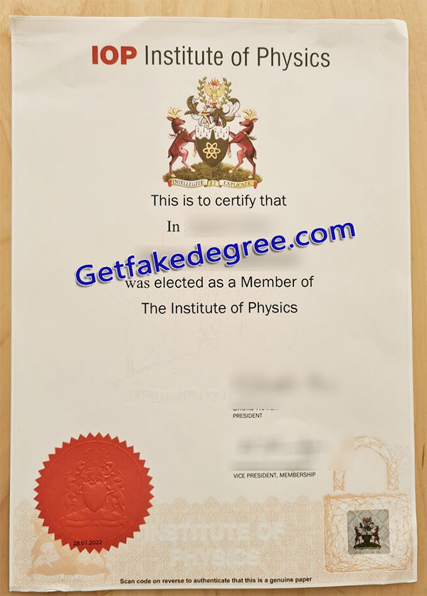 Institute of Physics fake degree, IOP certificate