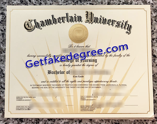 Chamberlain University diploma, fake Chamberlain University degree
