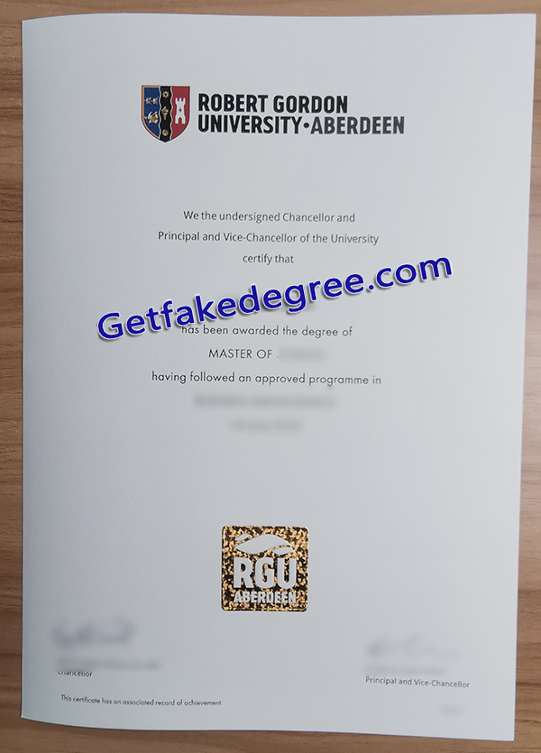 RGU diploma, Robert Gordon University  fake certificate