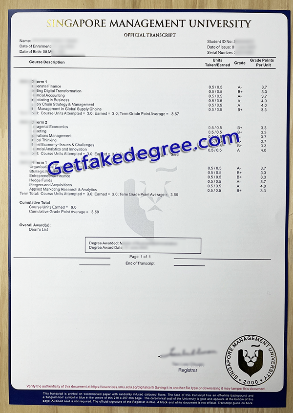 SMU fake transcript, Singapore Management University certificate