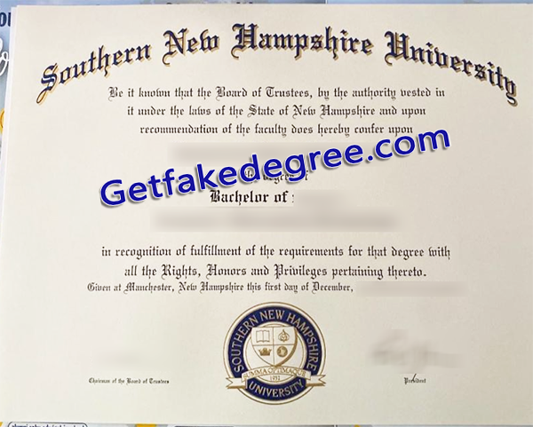 Fake SNHU diploma, Southern New Hampshire University degree