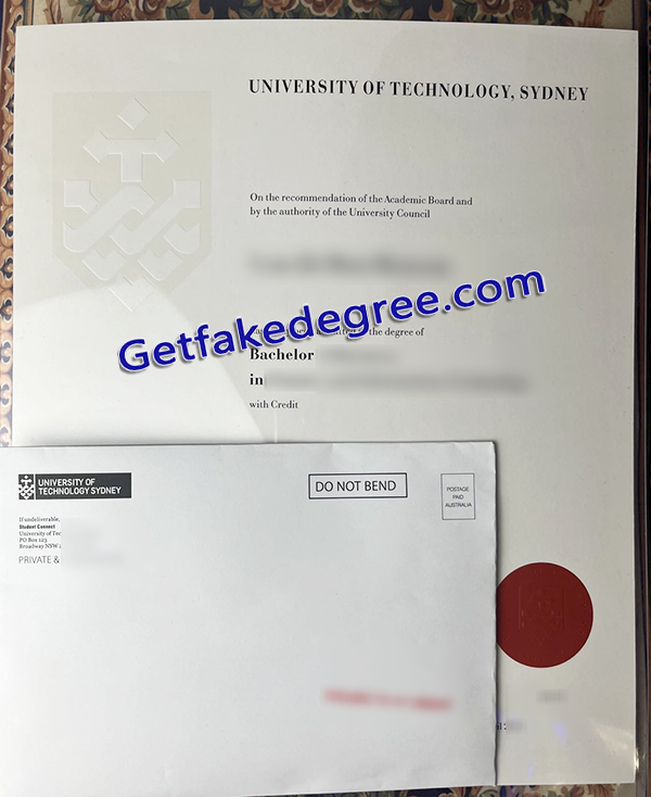Fake UTS diploma, University of Technology Sydney envelope