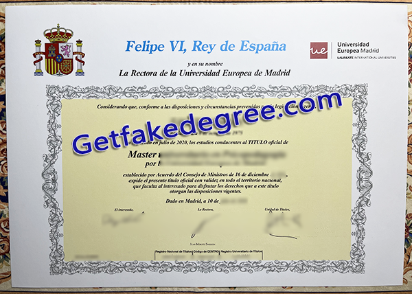 Universidad Europea de Madrid diploma, fake diplomas