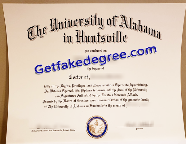 UAH degree, University of Alabama in Huntsville diploma