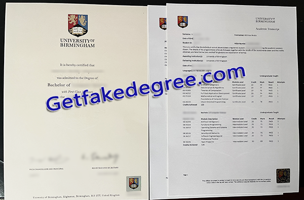 University of Birmingham degree, University of Birmingham transcript