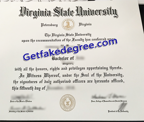 VUS diploma, Virginia State University certificate