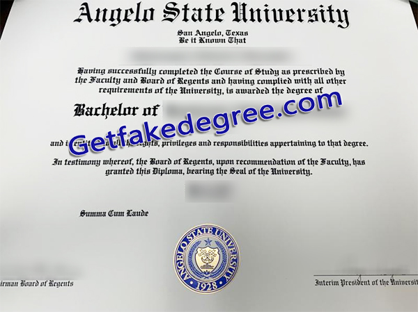 Angelo State University degree, Angelo State University diploma