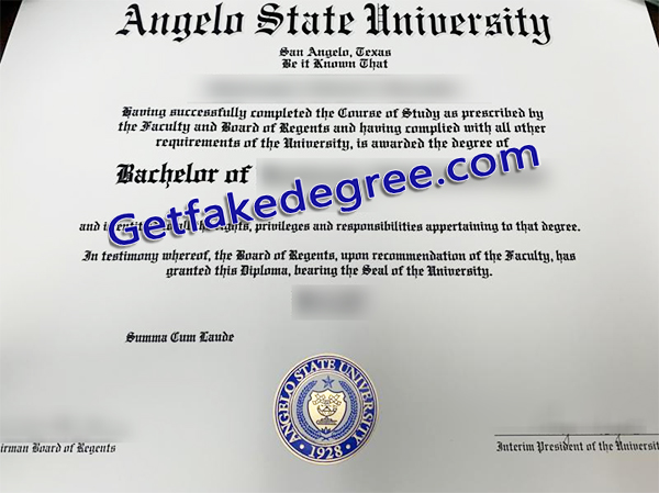 Angelo State University degree, Angelo State University diploma