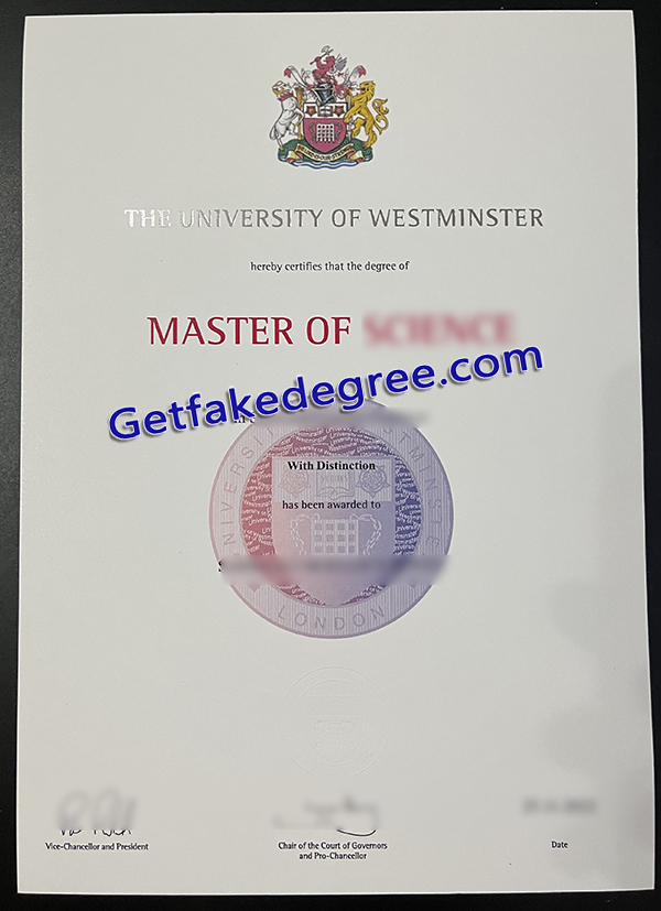 University of Westminster degree, University of Westminster diploma
