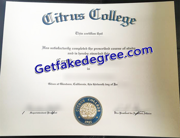 Citrus College diploma, Citrus College degree