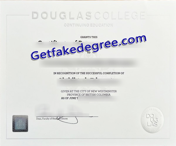 Douglas College diploma, Douglas College certificate