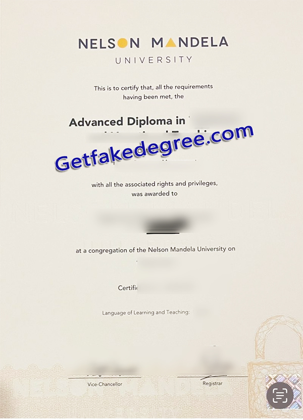 Nelson Mandela University degree, Nelson Mandela University diploma