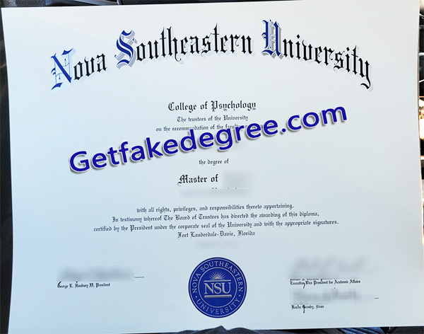 Nova Southeastern University degree, NSU certificate