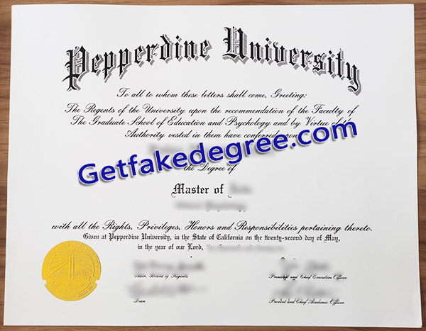 Pepperdine University diploma, Pepperdine University certificate