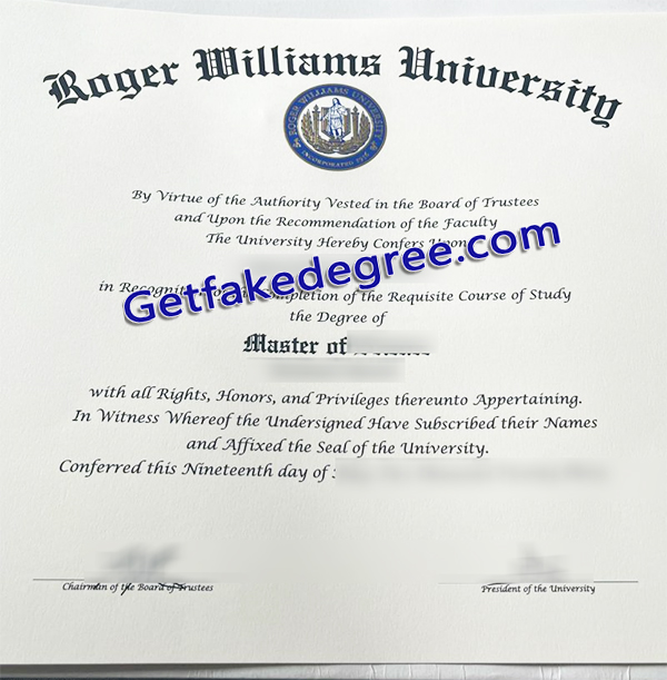 Roger Williams University degree, RWU certificate