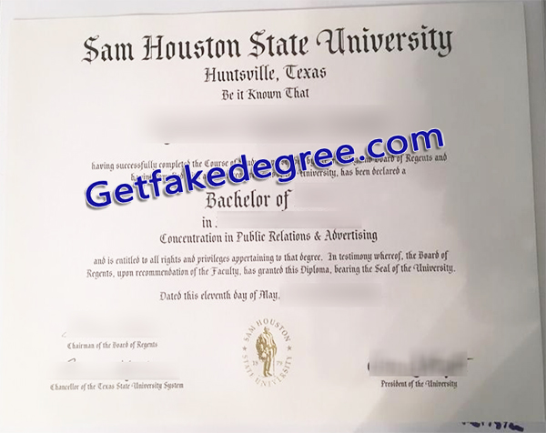Sam Houston State University diploma, SHSU certificate