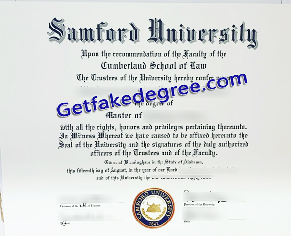 Samford University degree, Samford University certificate
