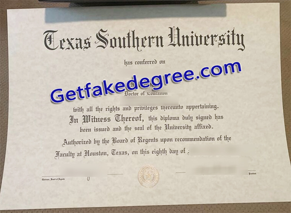 Texas Southern University diploma, TSU certificate