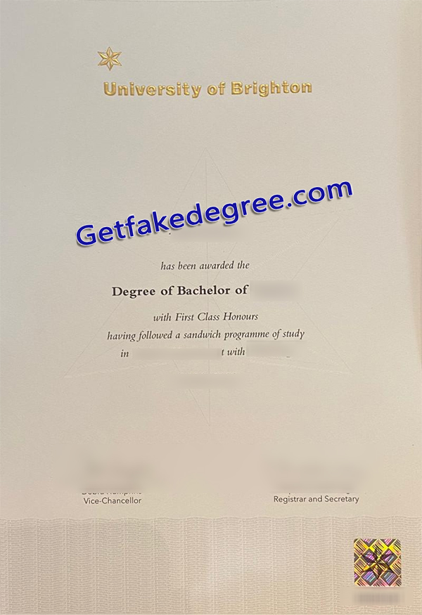 University of Brighton diploma, University of Brighton certificate