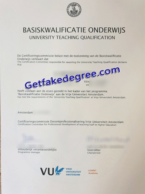 Vrije Universiteit Amsterdam degree, Vrije Universiteit Amsterdam diploma