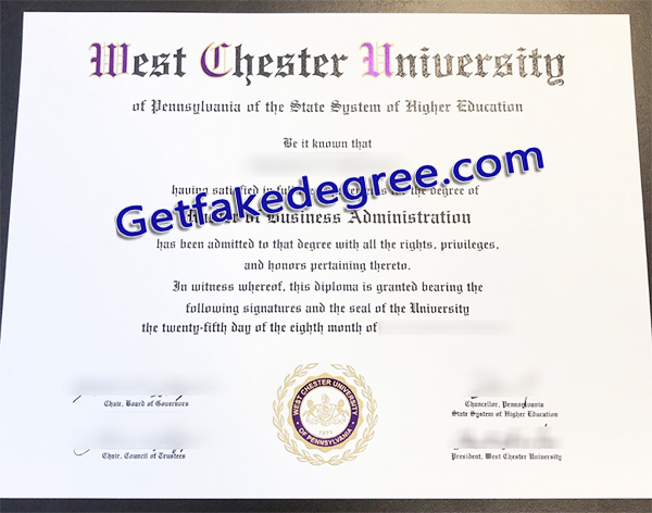 West Chester University diploma, West Chester University certificate