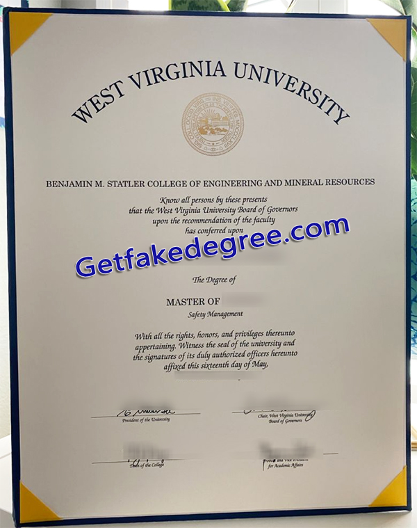 West Virginia University diploma, WVU certificate