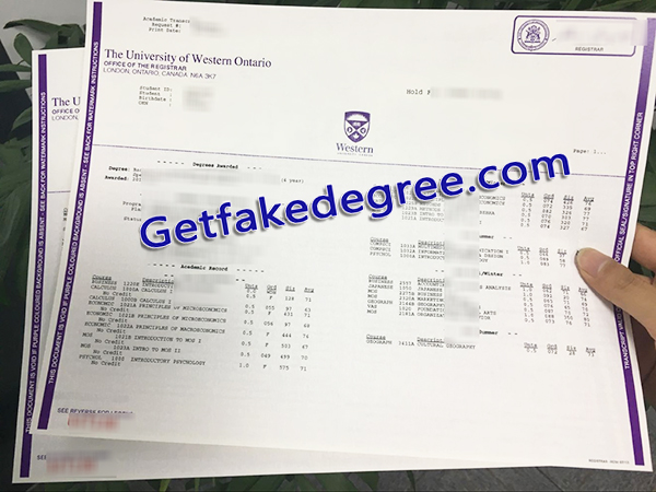 University of Western Ontario transcript, UWO certificate