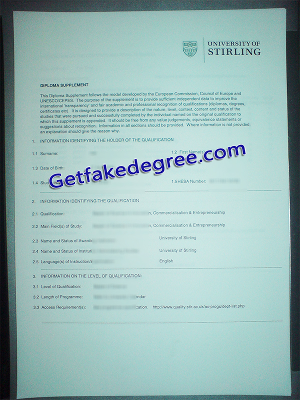 University of Stirling transcript, University of Stirling diploma