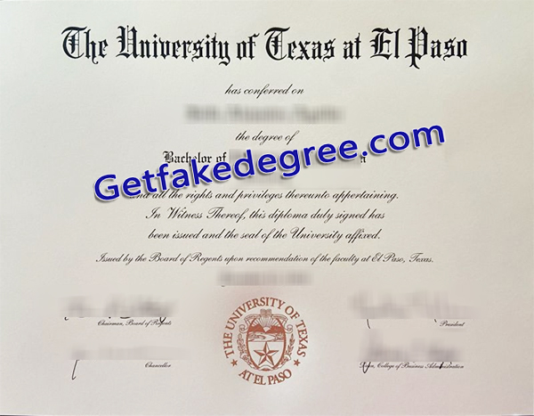 University of Texas at El Paso degree, UTEP diploma