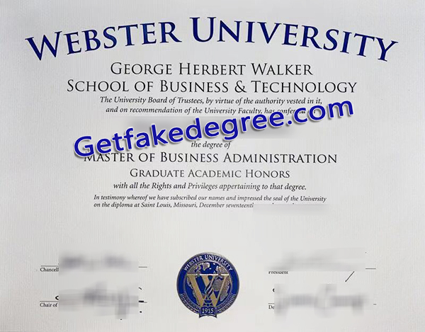 Webster University diploma, Webster University certificate