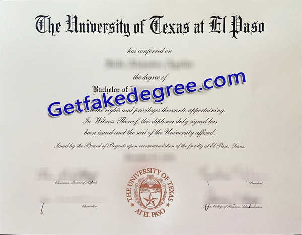University of Texas at El Paso degree, UTEP diploma