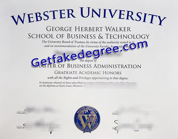 Webster University diploma, Webster University certificate