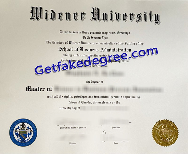 Widener University degree, Widener University certificate
