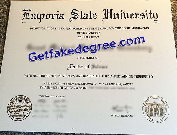 Emporia State University diploma, ESU degree