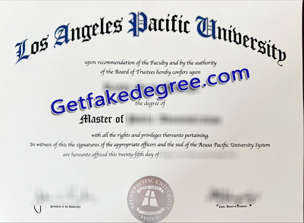 Los Angeles Pacific University degree, Los Angeles Pacific University diploma