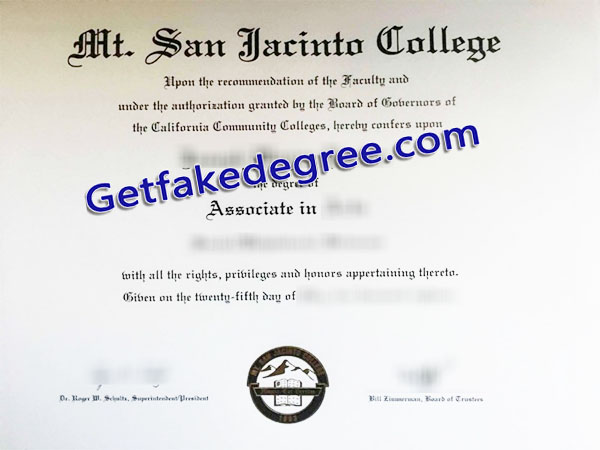 Mt. San Jacinto College degree, MSJC diploma