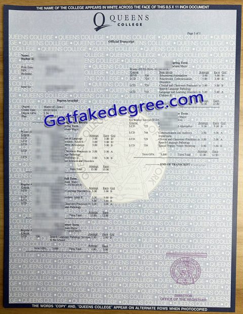 Create USA Queens College Transcript - Buy Fake High School and ...