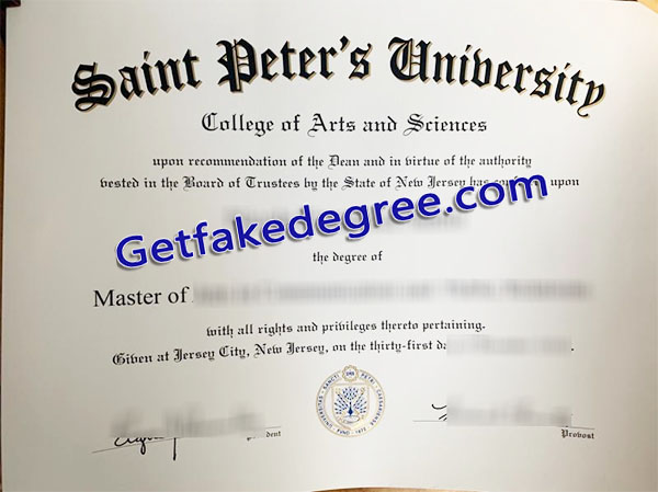 Saint Peter's University diploma, Saint Peter's University degree