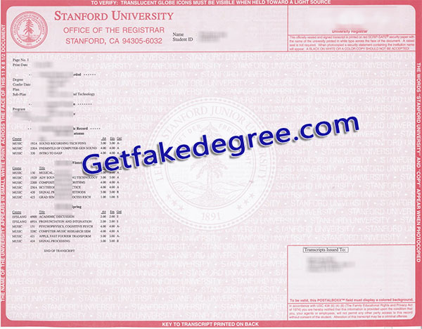Stanford University transcript