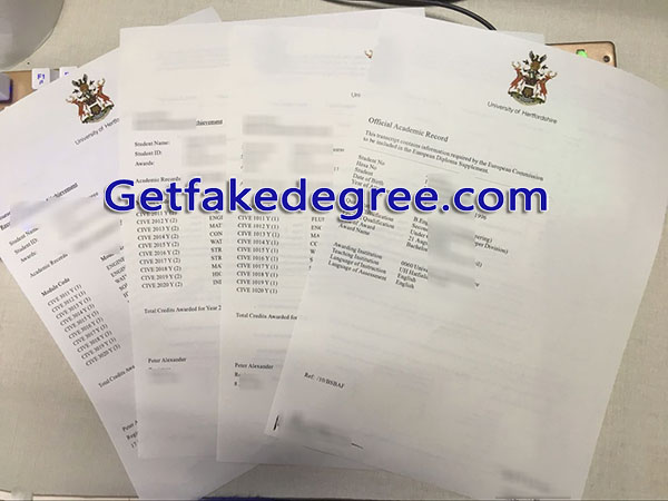 University of Hertfordshire transcript