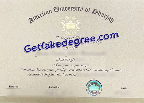 American University of Sharjah diploma