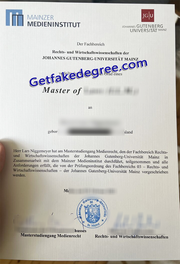 Johannes Gutenberg University Mainz diploma
