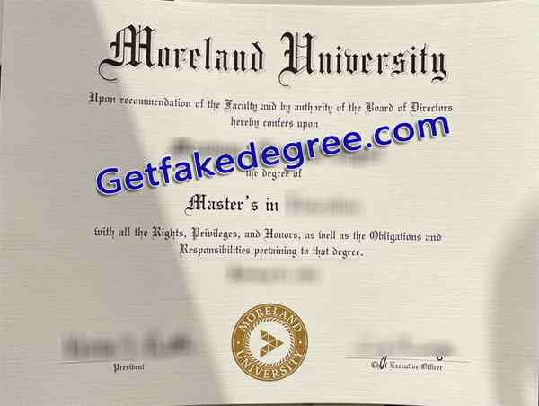Moreland University diploma