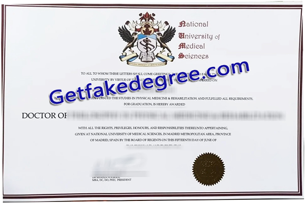National University of Medical Sciences diploma