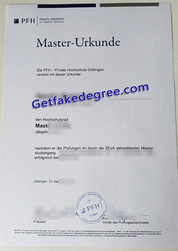 PFH Private Hochschule Göttingen diploma