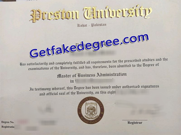 Preston University diploma