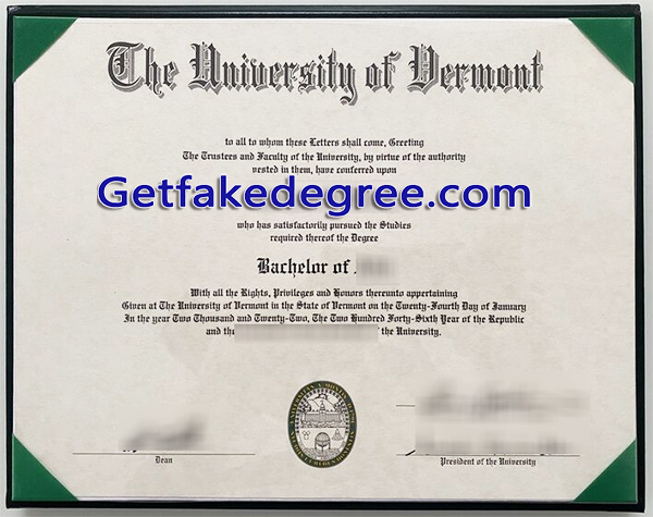 University of Vermont diploma