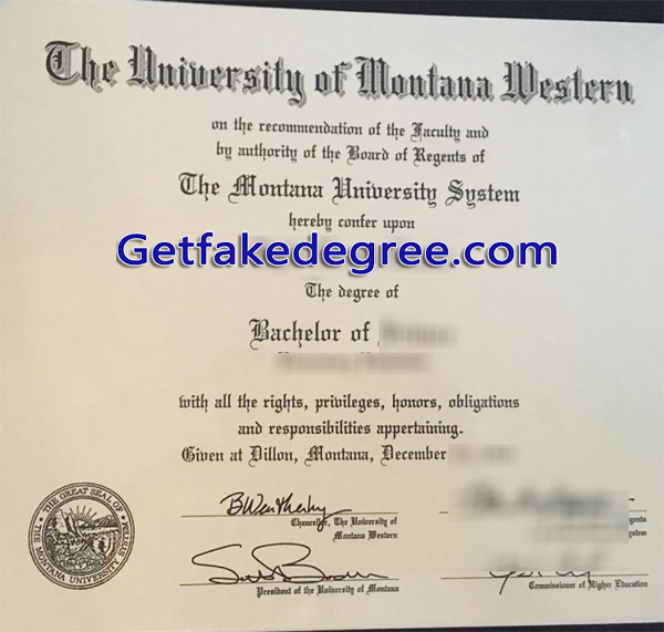 University of Montana Western diploma