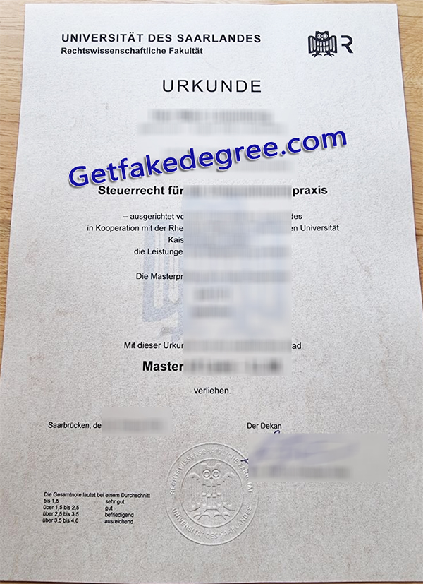 Saarland University diploma
